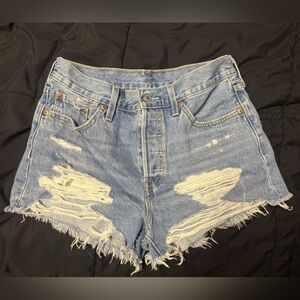 Levi's Light Blue Distressed Jean Shorts